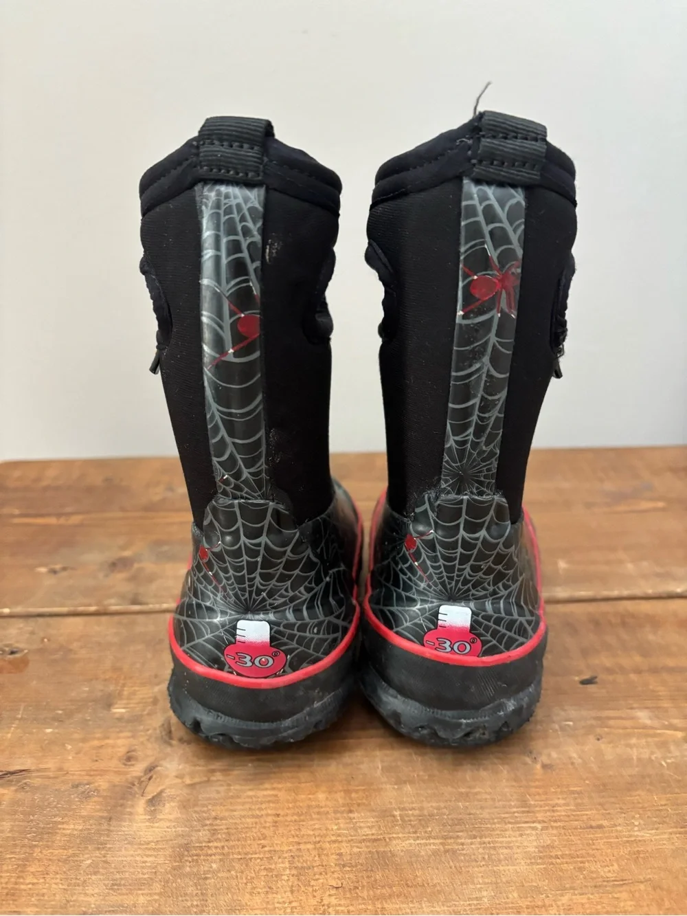 Bogs Kids Neo Classic Winter Snow Boots Black Spider Web Toddler Size 7